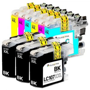 Brother LC107 & LC105 Super HY Compatible Ink Cartridge 9PK – 3 Black + 2ea. CMY