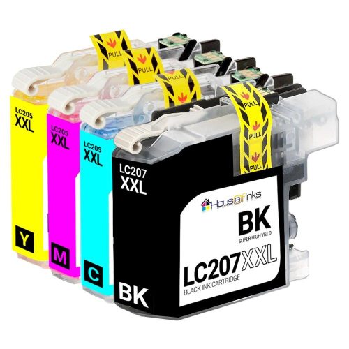 Brother LC207 & LC205 Super HY Compatible Ink Cartridges 4PK (1ea. BCMY) Combo