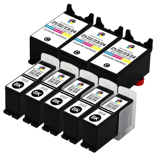 Dell Series 21/22/23/24 HY Compatible Ink Cartridges 8PK – 5 Black, 3 Color