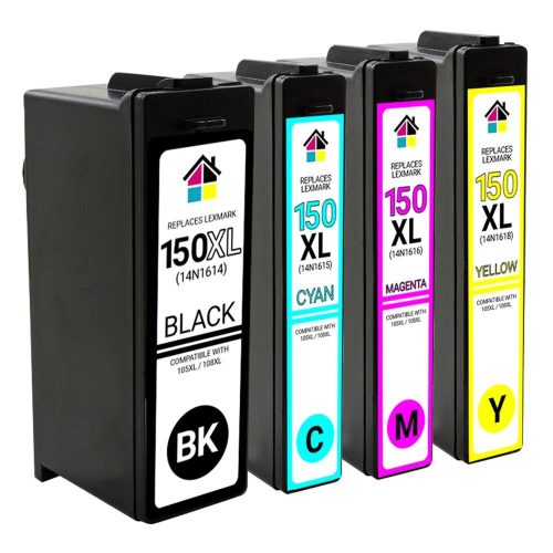 Lexmark #150XL High Yield Compatible Ink Cartridges 4PK (1ea. BCMY) Combo
