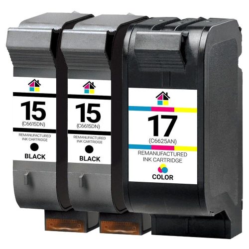 HP 15 & 17 (C6615DN/C6625AN) Remanufactured Ink Cartridges 3PK – 2B, 1C