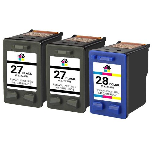 HP 27 & 28 (C8727AN/C8728AN) Remanufactured Ink Cartridges 3PK – 2B, 1C
