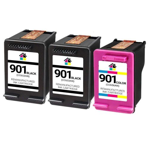 HP 901 (CC653AN/CC656AN) Remanufactured Ink Cartridges 3PK – 2 Black, 1 Color