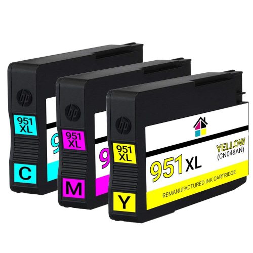 HP 951XL High Yield Remanufactured Ink Cartridges 3PK (1ea. CMY) Combo